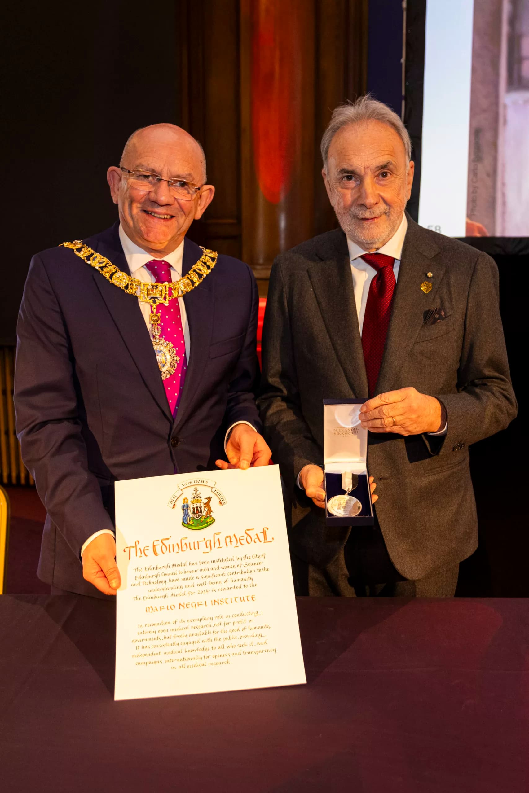 The Prestigious Edinburgh Medal Bestowed Upon Mario Negri Research Institute