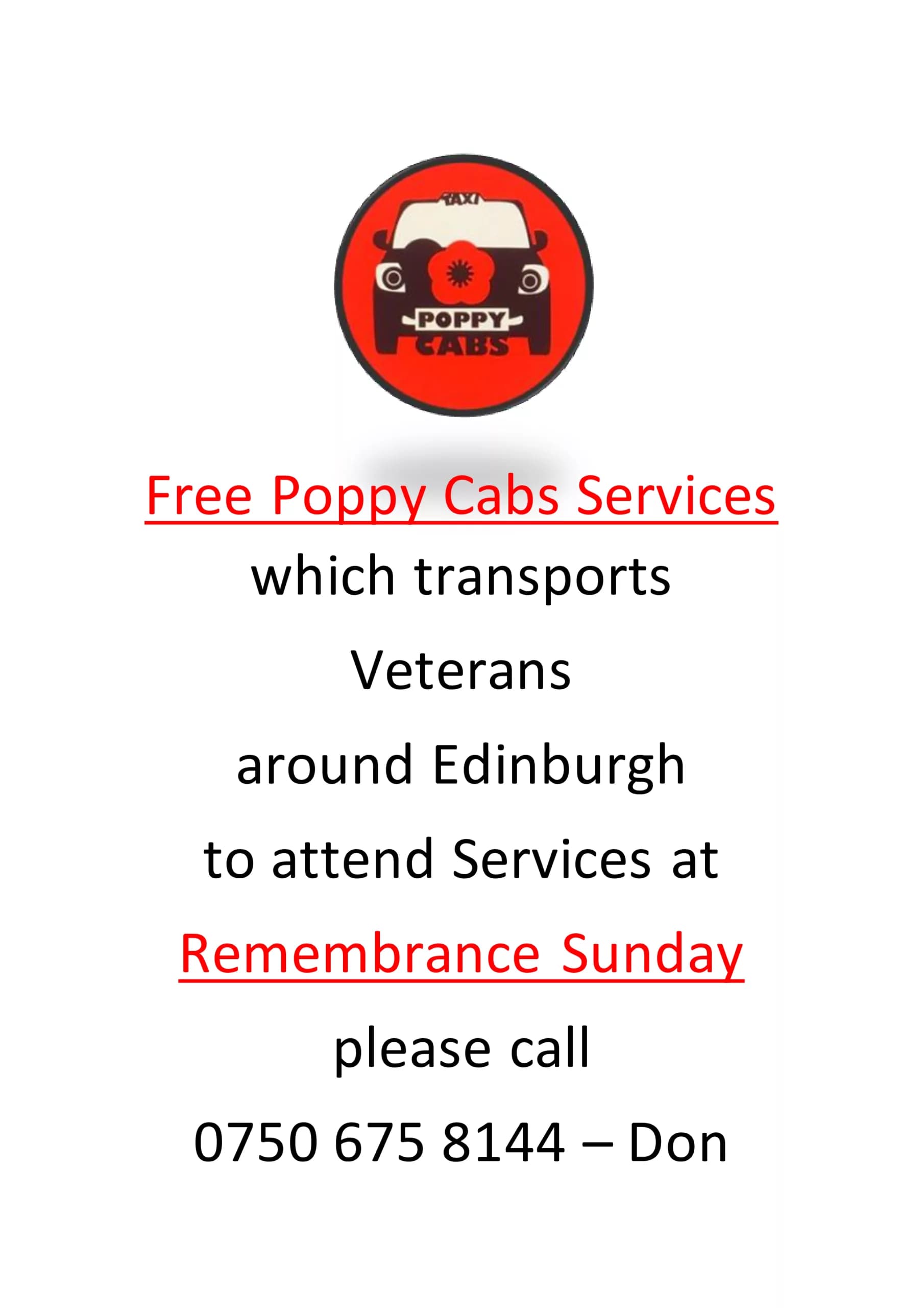 A Heartwarming Tribute: Edinburgh Poppy Cabs Provide Free Rides for Veterans on Remembrance Day