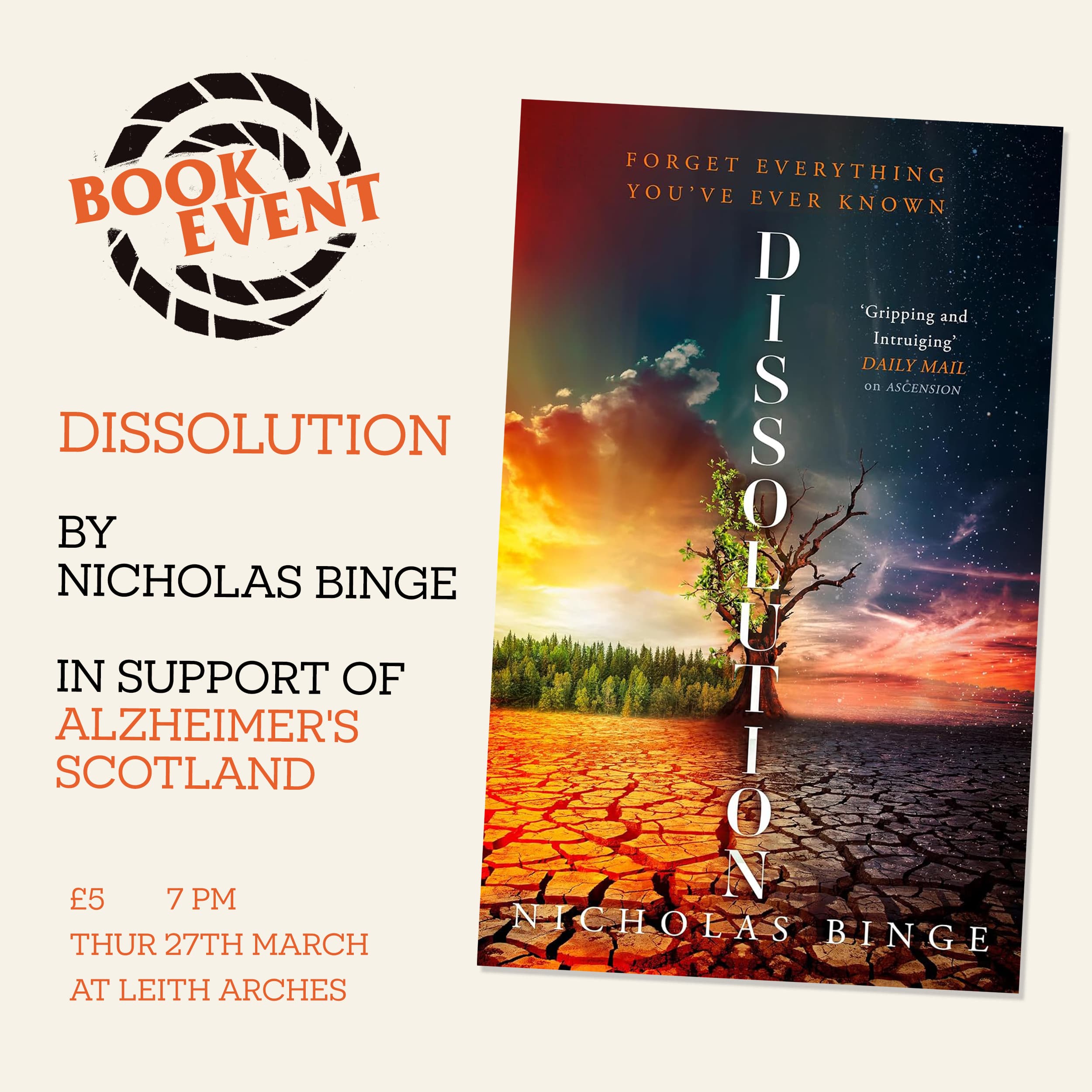 Bestselling Author Nicholas Binge Supports Alzheimerโs Scotland with โDissolutionโ Book Launch