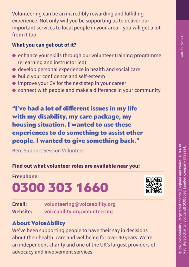 Become a Volunteer - Become a Volunteer - Volunteers working together at a VoiceAbility event in Edinburgh, promoting community support and empowerment